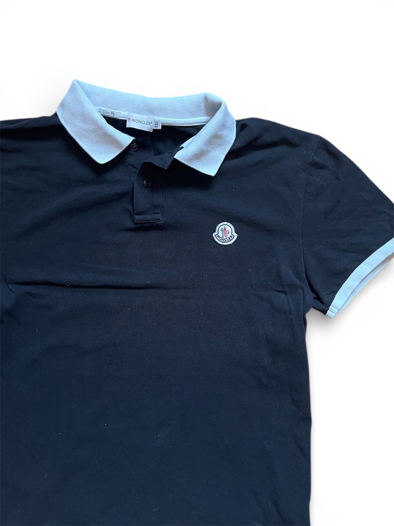 Vintage Moncler Polo Shirt Navy / Light Blue (XXL – Slim Fit, fits like M)