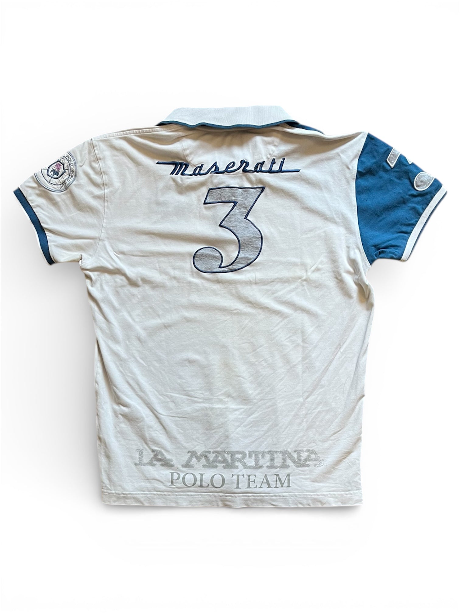Vintage La Martina Maserati Polo Shirt White / Blue (XL)